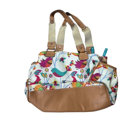 Lily Bloom Birds and Flowers Satchel Print Canvas & Faux Leather Tote Bag - Picture 5 of 8